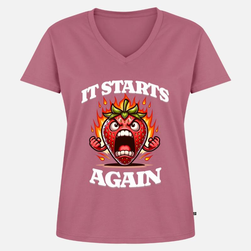 Periode Menstruation Erdbeerwoche Es Beginnt - Frauen Premium Bio T-Shirt mit V-Ausschnitt - Mauve