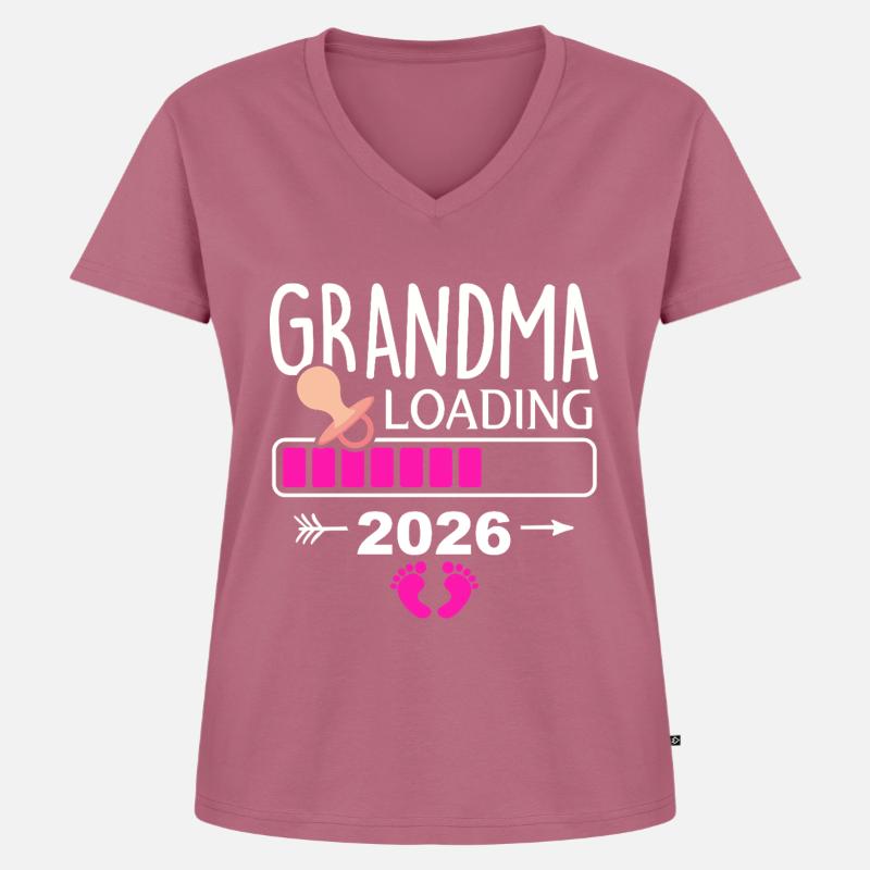 Großmutter Wird 2026 Erwartet - Frauen Premium Bio T-Shirt mit V-Ausschnitt - Mauve