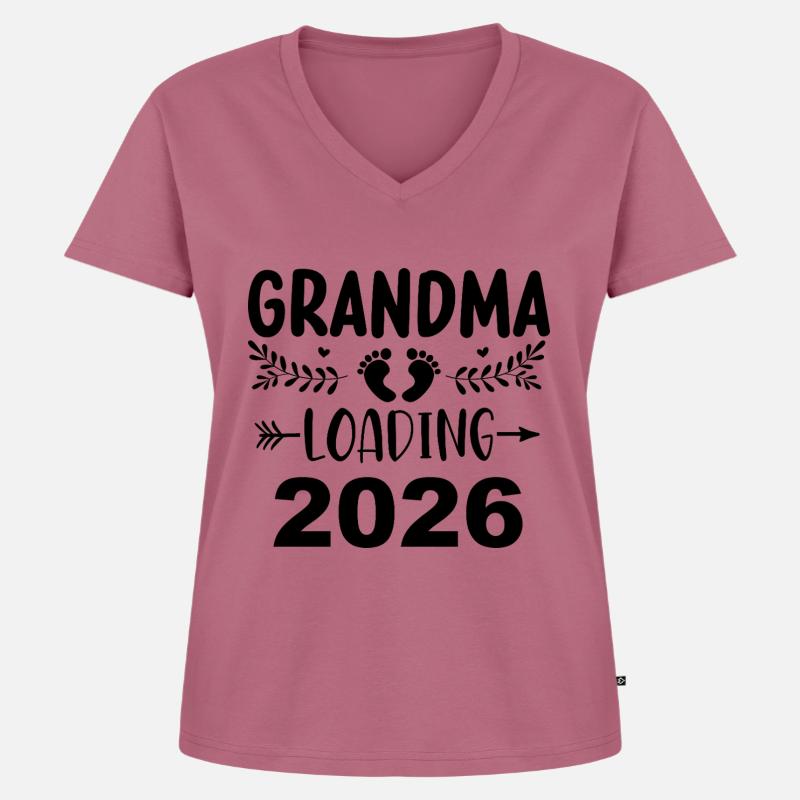 Großmutter Wird 2026 Mama - Frauen Premium Bio T-Shirt mit V-Ausschnitt - Mauve
