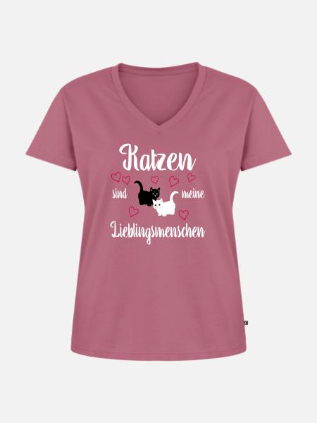 Katzen - Frauen Premium Bio T-Shirt mit V-Ausschnitt - Mauve