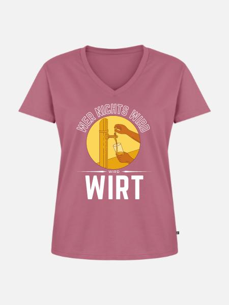 WER NICHTS WIRD - WIRD WIRT! - Frauen Premium Bio T-Shirt mit V-Ausschnitt - Mauve