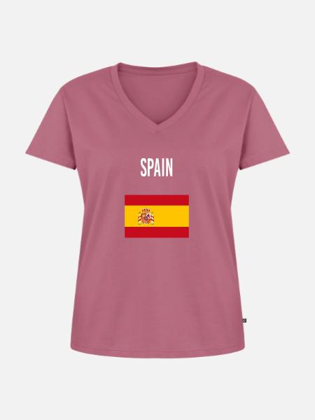 Spanien FLAGGE - Frauen Premium Bio T-Shirt mit V-Ausschnitt - Mauve