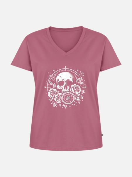 KOMPASS - Frauen Premium Bio T-Shirt mit V-Ausschnitt - Mauve