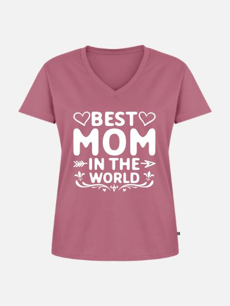 Beste Mutter der Welt - Frauen Premium Bio T-Shirt mit V-Ausschnitt - Mauve