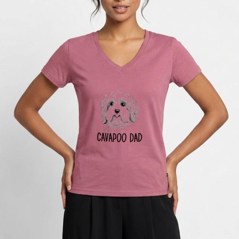 cavapoo dad, cavapoo Frauen Premium Bio T-Shirt mit V-Ausschnitt