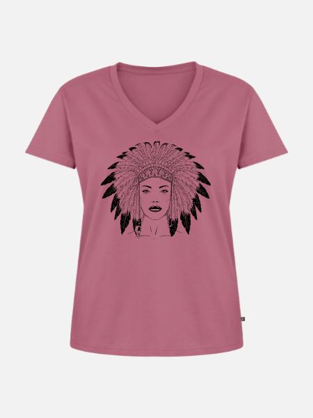 Einheimisches Mädchen - Frauen Premium Bio T-Shirt mit V-Ausschnitt - Mauve