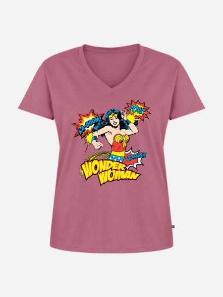 DC Comics Retro Wonder Woman - Frauen Premium Bio T-Shirt mit V-Ausschnitt - Mauve