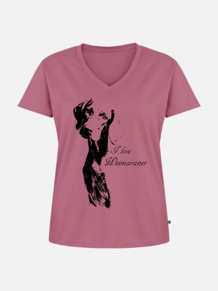 Weimaraner - Frauen Premium Bio T-Shirt mit V-Ausschnitt - Mauve