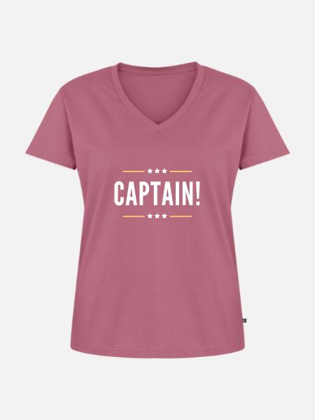 CAPTAIN! - Frauen Premium Bio T-Shirt mit V-Ausschnitt - Mauve