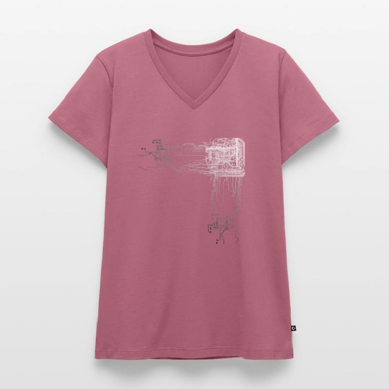 Programmierer CPU Nerd Computerprogrammierer Frauen Premium Bio T-Shirt mit V-Ausschnitt