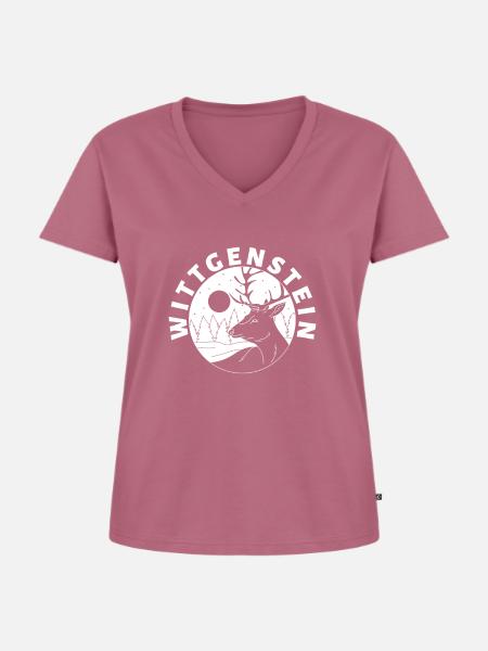 Wittgenstein Hirsch Wald Berge - Frauen Premium Bio T-Shirt mit V-Ausschnitt - Mauve