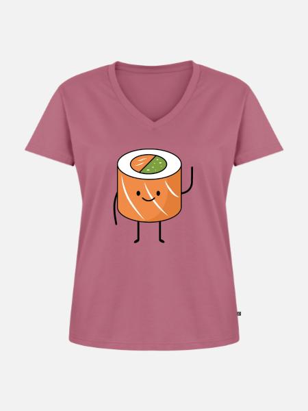 Sushi Guy - Frauen Premium Bio T-Shirt mit V-Ausschnitt - Mauve