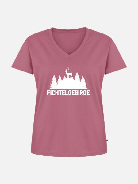 Fichtelgebirge - Frauen Premium Bio T-Shirt mit V-Ausschnitt - Mauve