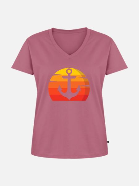 Anker Schiff Seefahrt - Frauen Premium Bio T-Shirt mit V-Ausschnitt - Mauve