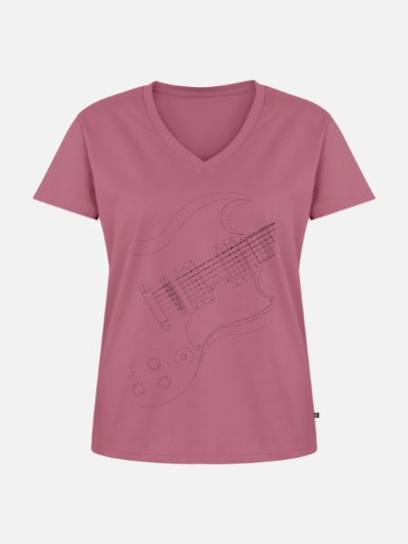 schwarze SG Gitarre - Frauen Premium Bio T-Shirt mit V-Ausschnitt - Mauve