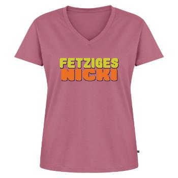 fetziges Nicki - Frauen Premium Bio T-Shirt mit V-Ausschnitt - Mauve - Vorne - AI Model Female 172 dark (172cm)