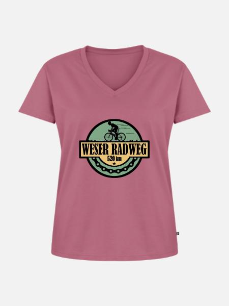 Weser Radweg - Frauen Premium Bio T-Shirt mit V-Ausschnitt - Mauve