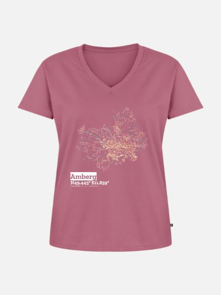 Amberg Basic Pastels - Frauen Premium Bio T-Shirt mit V-Ausschnitt - Mauve