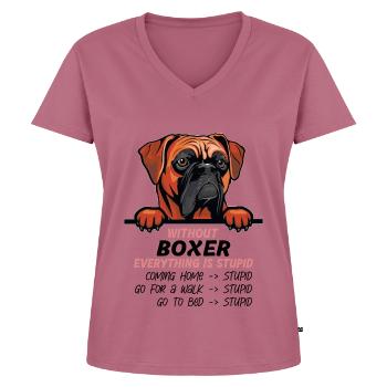 Ohne Boxer ist alles doof - Frauen Premium Bio T-Shirt mit V-Ausschnitt - Mauve - Vorne - AI Model Female 172 dark (172cm)