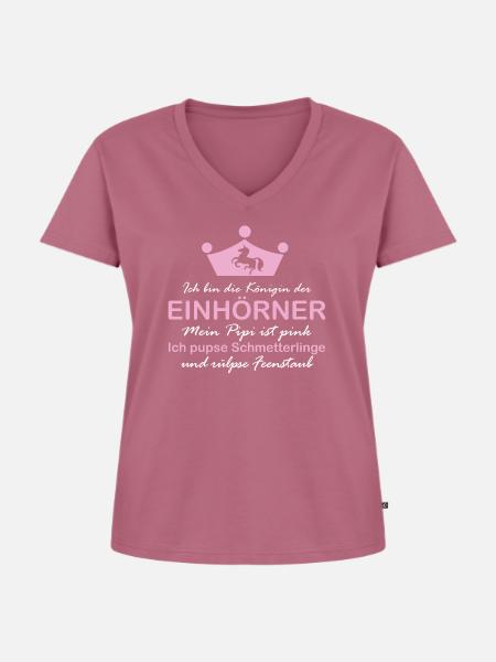 Königin der Einhörner - Frauen Premium Bio T-Shirt mit V-Ausschnitt - Mauve