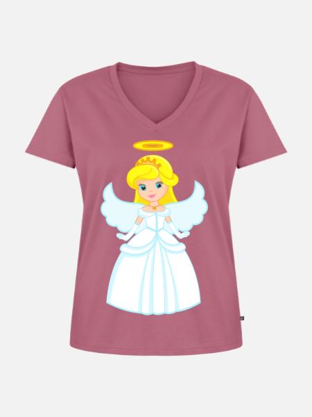 Engel - Frauen Premium Bio T-Shirt mit V-Ausschnitt - Mauve