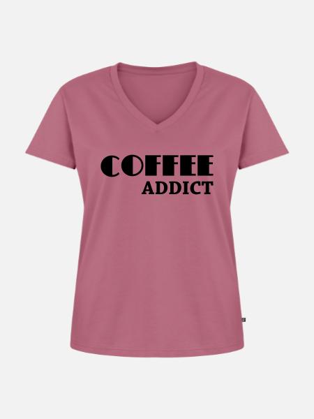 Coffee Addict - Frauen Premium Bio T-Shirt mit V-Ausschnitt - Mauve