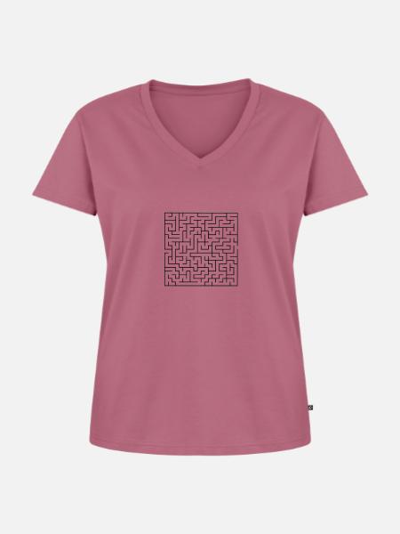 Labyrinth - Frauen Premium Bio T-Shirt mit V-Ausschnitt - Mauve