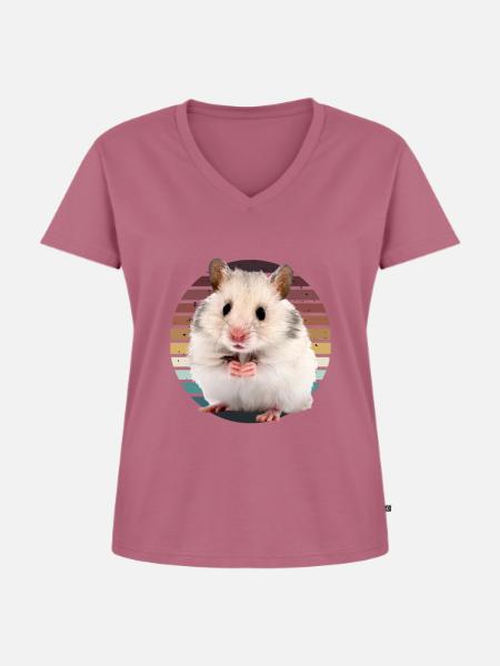 Hamster - Frauen Premium Bio T-Shirt mit V-Ausschnitt - Mauve