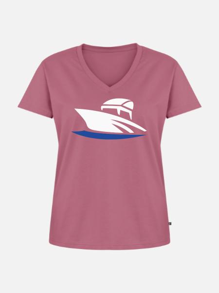Motorboot - Frauen Premium Bio T-Shirt mit V-Ausschnitt - Mauve