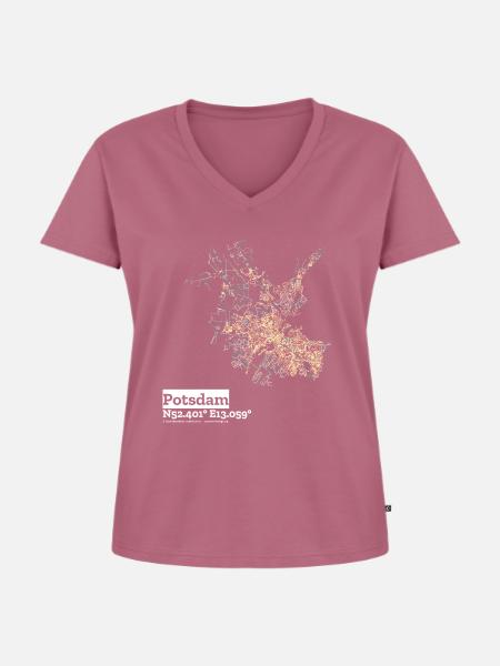 Potsdam Basic Pastels - Frauen Premium Bio T-Shirt mit V-Ausschnitt - Mauve