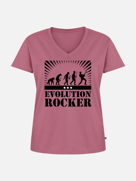Evolution Rocker - Frauen Premium Bio T-Shirt mit V-Ausschnitt - Mauve