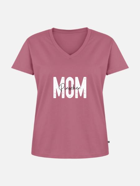 Pinscher Mom - Frauen Premium Bio T-Shirt mit V-Ausschnitt - Mauve