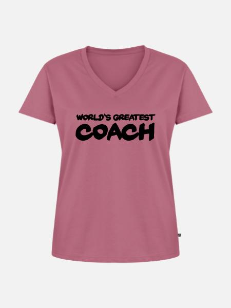 World's greatest Coach - Frauen Premium Bio T-Shirt mit V-Ausschnitt - Mauve