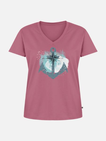 Anker und Kompass - Frauen Premium Bio T-Shirt mit V-Ausschnitt - Mauve