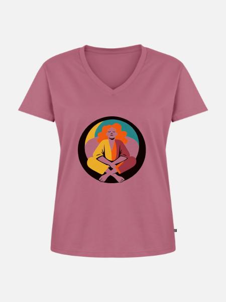 Entspannte Frau - Frauen Premium Bio T-Shirt mit V-Ausschnitt - Mauve