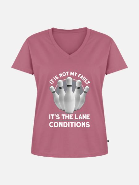 Lustiges Bowling - Frauen Premium Bio T-Shirt mit V-Ausschnitt - Mauve