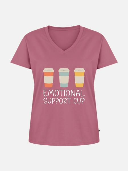 Emotional Support Cup - Frauen Premium Bio T-Shirt mit V-Ausschnitt - Mauve