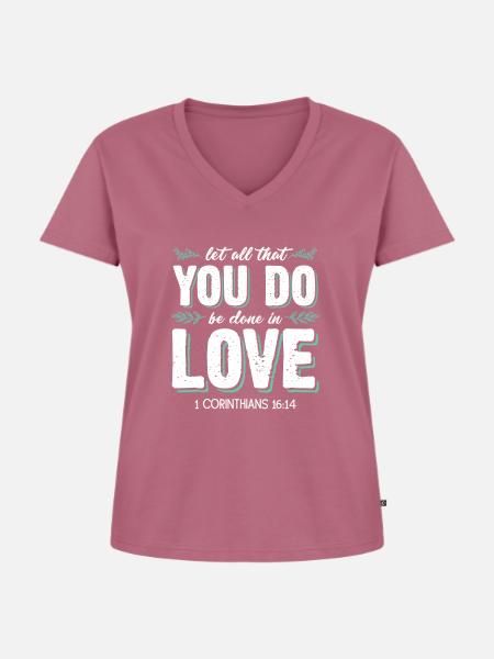 Bibelvers Glaube Gott - Frauen Premium Bio T-Shirt mit V-Ausschnitt - Mauve