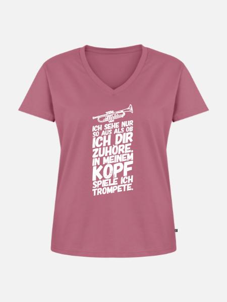 Trompete Trompeten Trompeter Kopf - Frauen Premium Bio T-Shirt mit V-Ausschnitt - Mauve