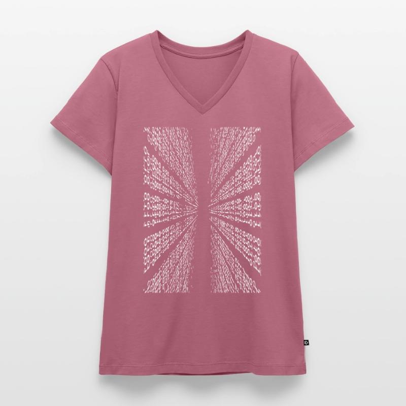 Vertical binary code Women's Premium Organic V-neck T-shirt