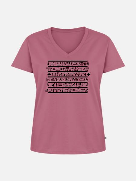 Ägyptische Hieroglyphen - Frauen Premium Bio T-Shirt mit V-Ausschnitt - Mauve