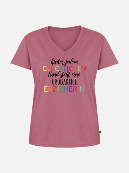 Abschied Kindergarten - Frauen Premium Bio T-Shirt mit V-Ausschnitt - Mauve