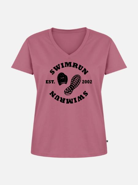 SWIMRUN est.2002 - Frauen Premium Bio T-Shirt mit V-Ausschnitt - Mauve