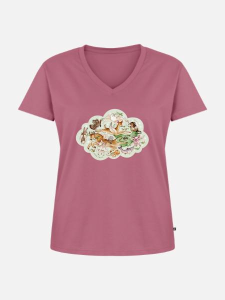 Friedliche Weihnachten - Frauen Premium Bio T-Shirt mit V-Ausschnitt - Mauve