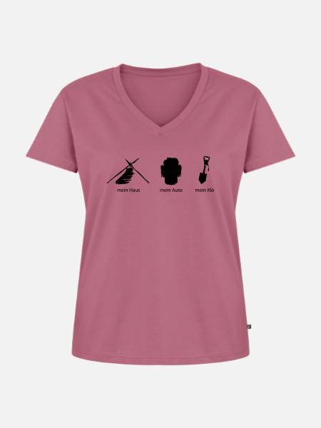 Haus Auto Klo - Frauen Premium Bio T-Shirt mit V-Ausschnitt - Mauve