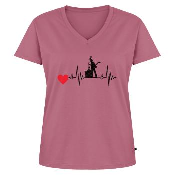 Schornsteinfeger EKG Essenkehrer Puls Kaminkehrer - Frauen Premium Bio T-Shirt mit V-Ausschnitt - Mauve - Vorne - AI Model Female 172 dark (172cm)