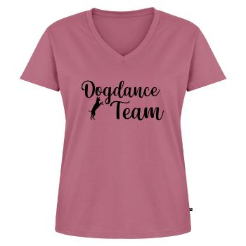 Dog Dancing Hundesport - Frauen Premium Bio T-Shirt mit V-Ausschnitt - Mauve - Vorne - AI Model Female 172 dark (172cm)