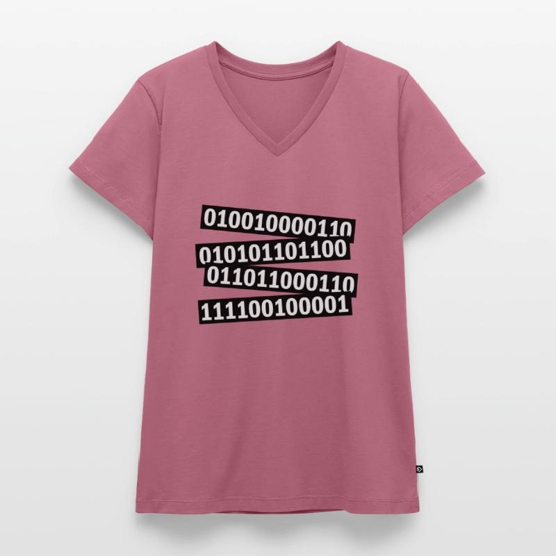Binary Code Program Language Women's Premium Organic V-neck T-shirt