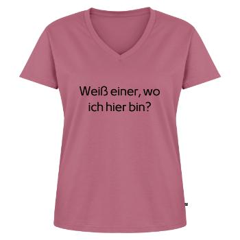 Ohne Orientierung - vom Weg abgekommen - Frauen Premium Bio T-Shirt mit V-Ausschnitt - Mauve - Vorne - AI Model Female 172 dark (172cm)