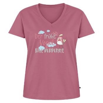 Morgenmuffel: Der frühe Vogel hat verpennt! - Frauen Premium Bio T-Shirt mit V-Ausschnitt - Mauve - Vorne - AI Model Female 172 dark (172cm)